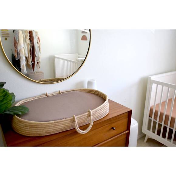 NEW TENTH & PINE bamboo bassinet sheet & changing pad cover in mocha